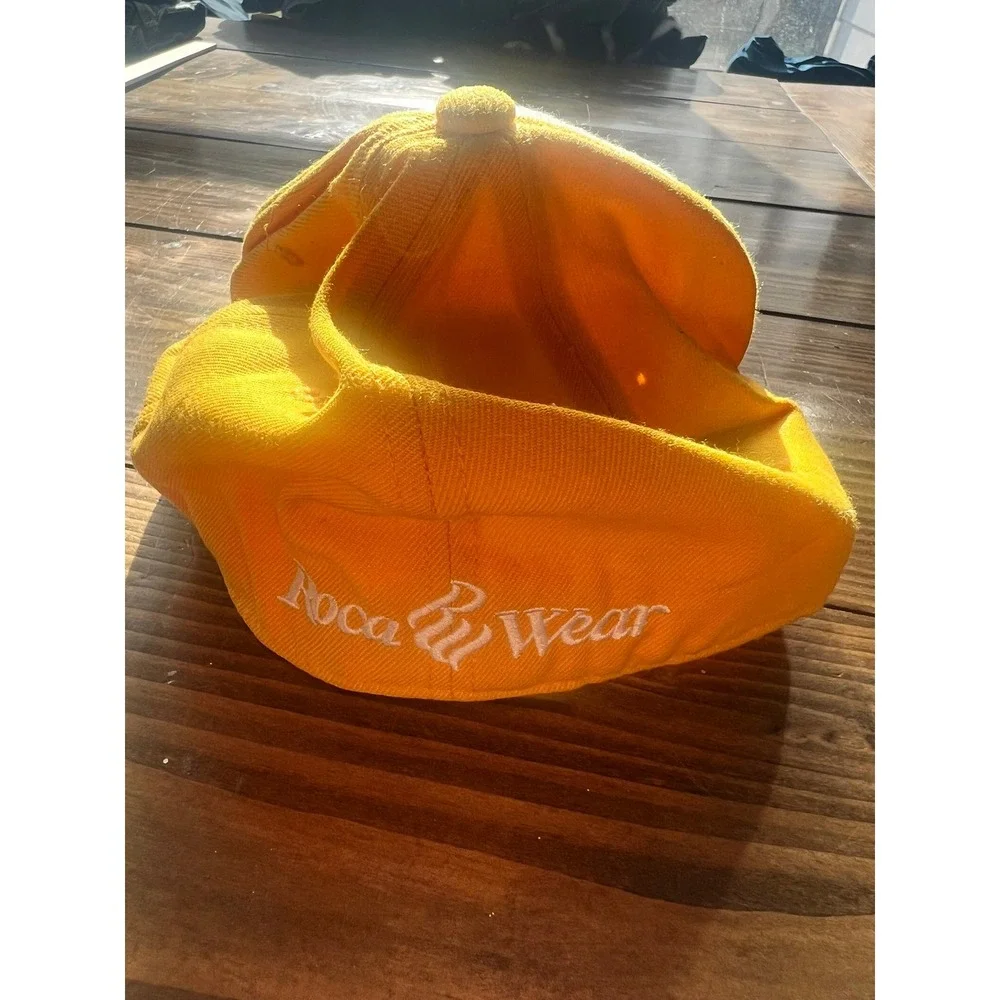Vintage Rocawear Fitted Hat Yellow White RW Logo Embroidered Cap Size 7‎ 5/8 Y2K